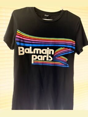 Balmain Black Crewneck Logo Tee